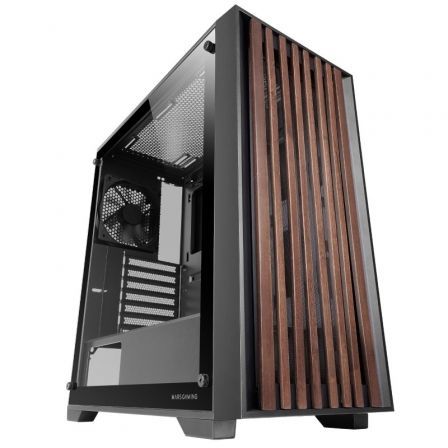 Mars Gaming MCWOODC Semitorre con Frontal de Madera y Cristal Templado/Cromado